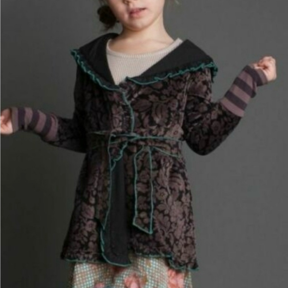 MATILDA JANE Shadow Willow hooded jacket size 4 you&me velvet floral belted robe
